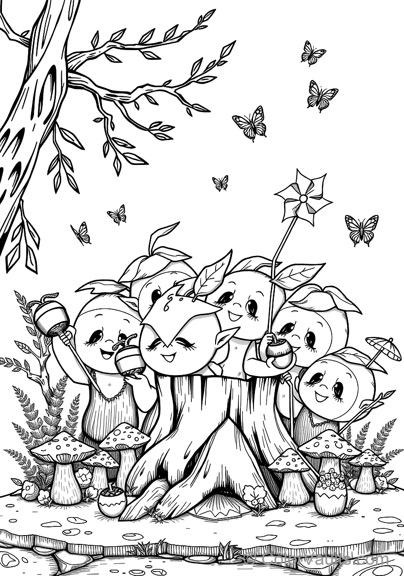 Cluster of Adorable Korok Forest Spirits with Leaf (Scene 15)