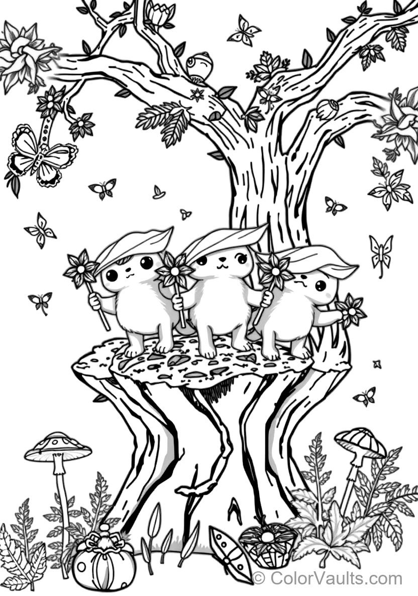 Cluster of Adorable Korok Forest Spirits with Leaf (Scene 17)