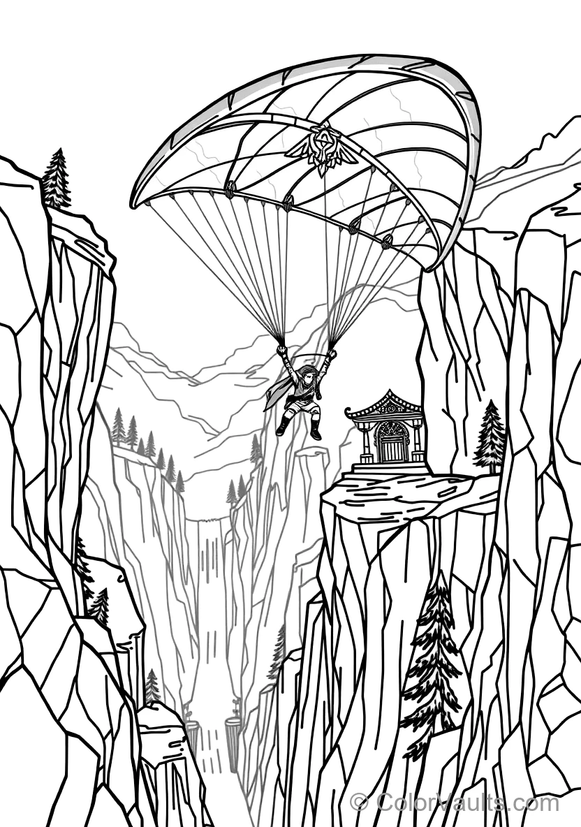 Link Gliding Gracefully with His Paraglider Over a (Scene 15)