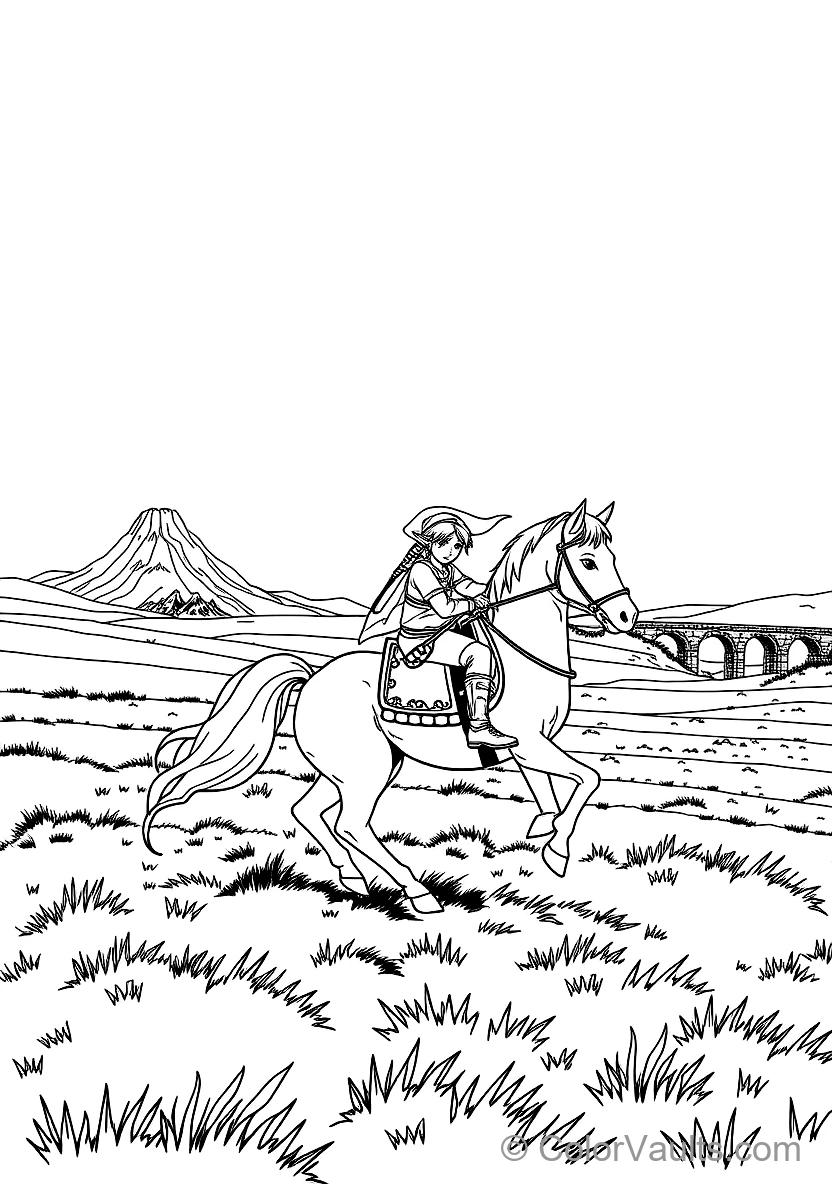 Link Riding His Loyal Steed Epona at Full Gallop (Scene 17)