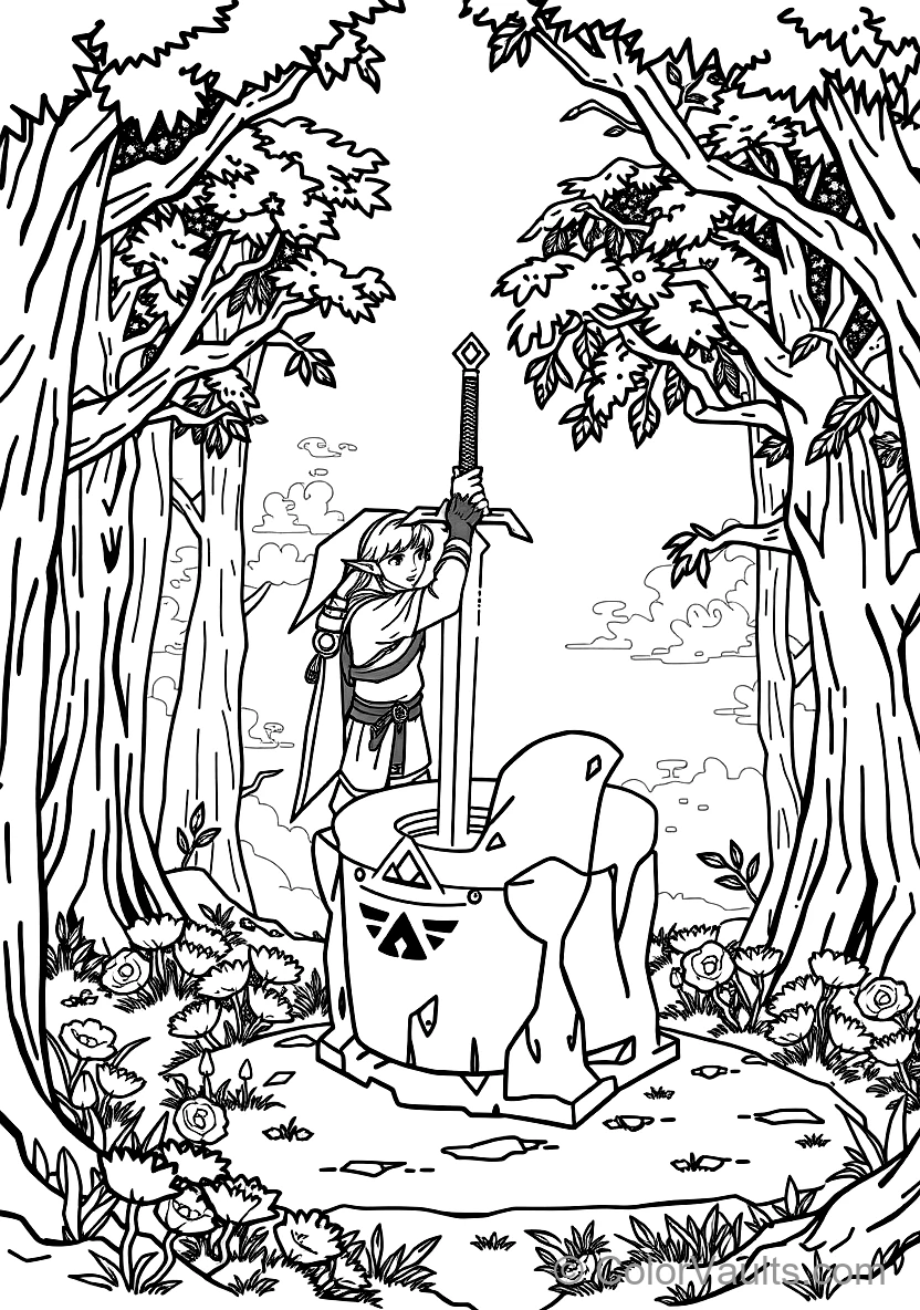 Link in Iconic Champion Tunic Drawing the Glowing (Scene 19)