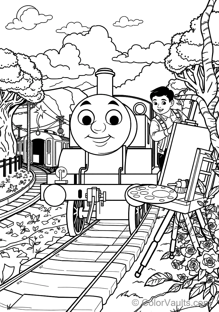 Henry the Green Engine Coming Through the Tunnel