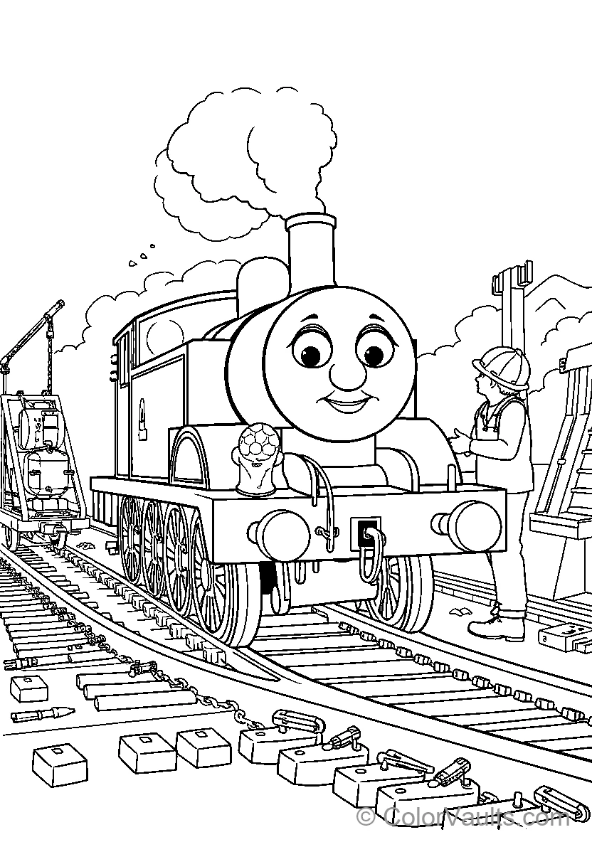 Thomas The Tank Engine With A Construction Worker