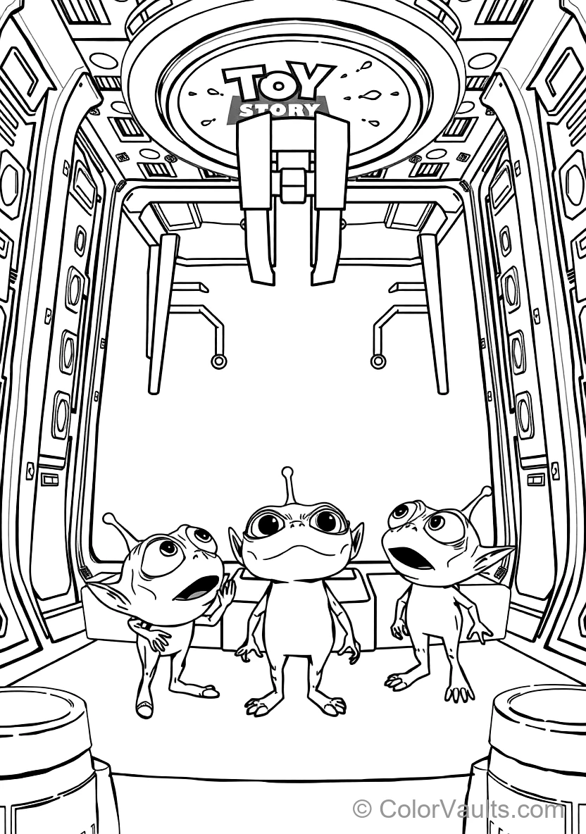 Three-eyed Green Space Aliens Gazing Up in Awe at (Scene 7)