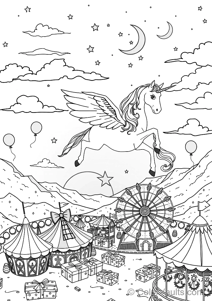 Winged Pegasus Unicorn Soaring avec Feathered Wings