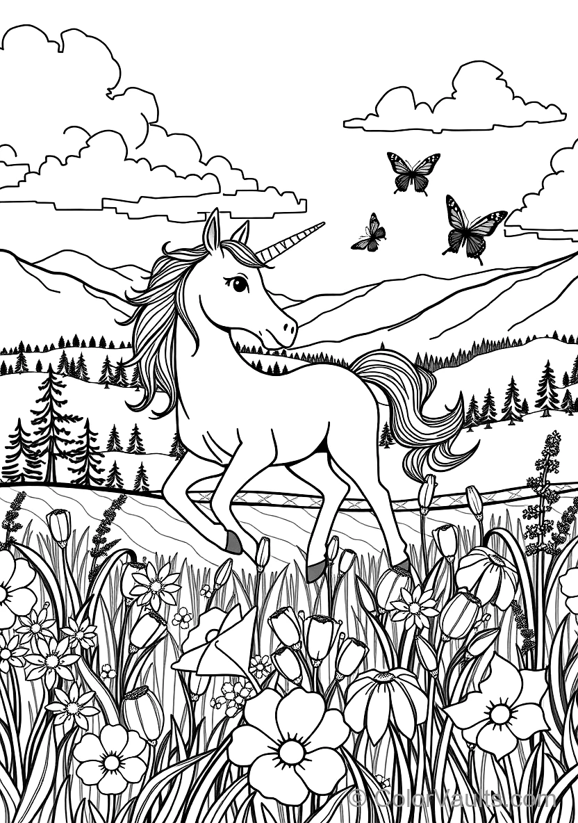 Playful Unicorn Foal Prancing Through Rainbow (Scene 3)