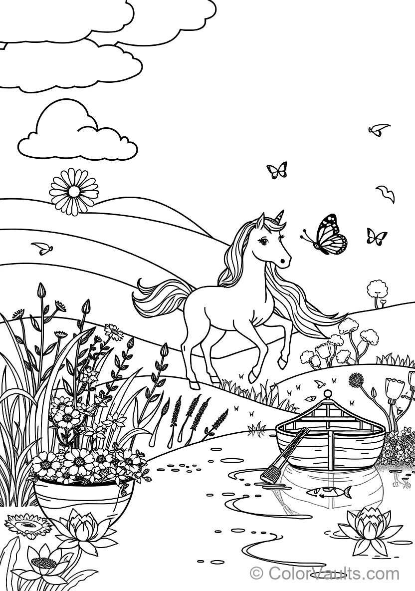 Playful Unicorn Foal Prancing Through Rainbow (Scene 5)