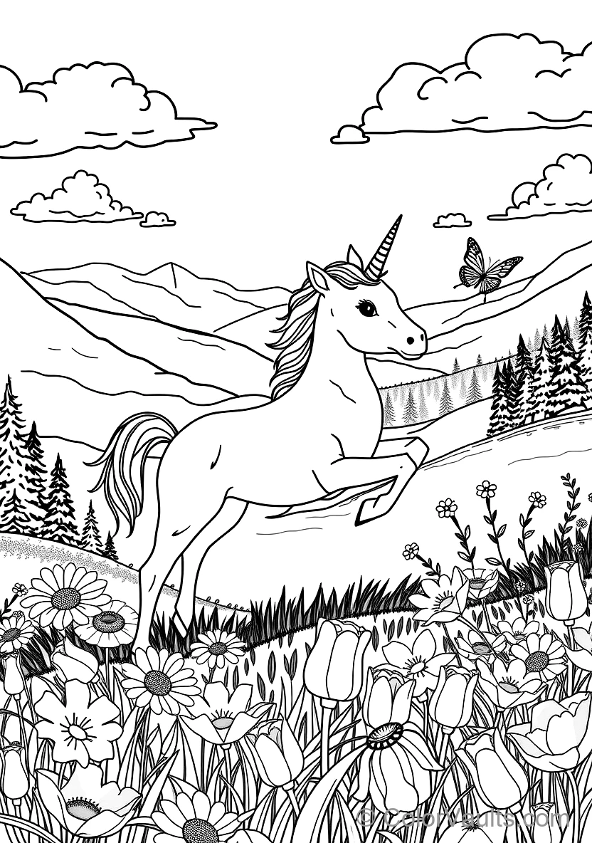 Playful Unicorn Foal Prancing Through Rainbow (Scene 7)