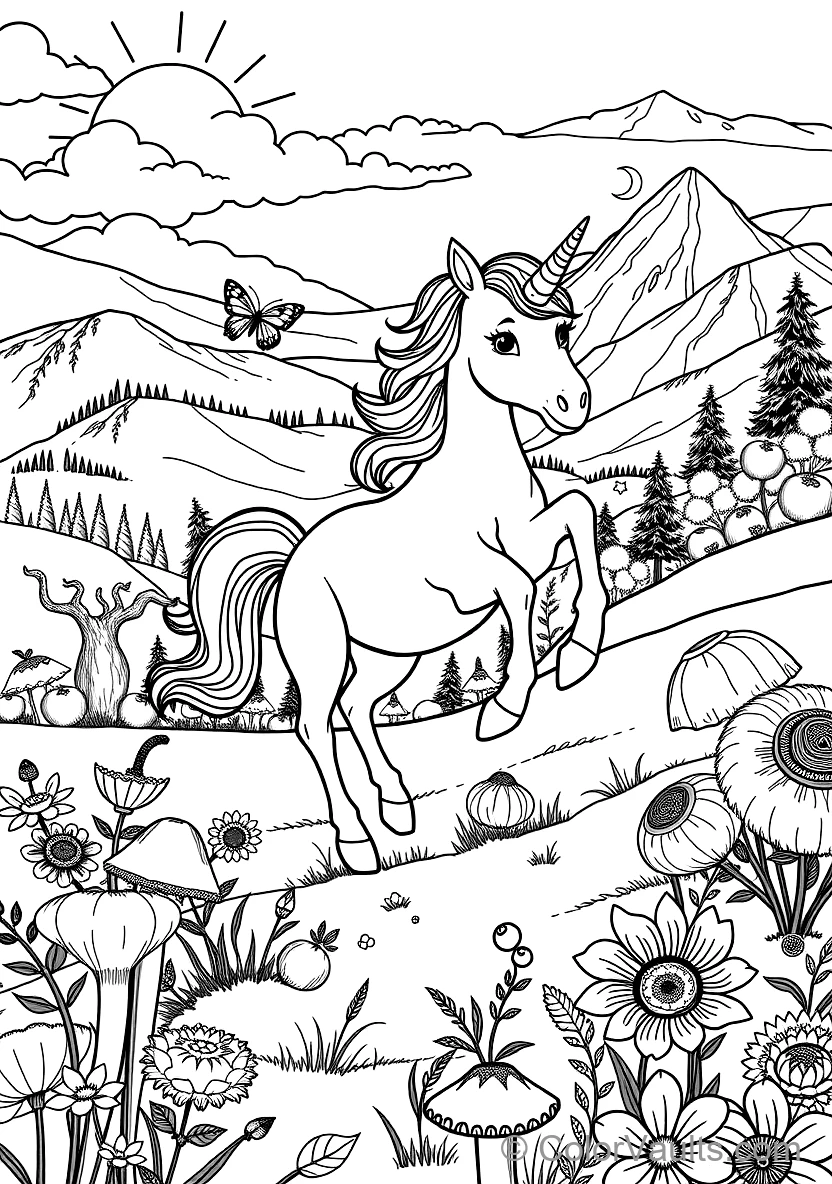Playful Unicorn Foal Prancing Through Rainbow (Scene 9)
