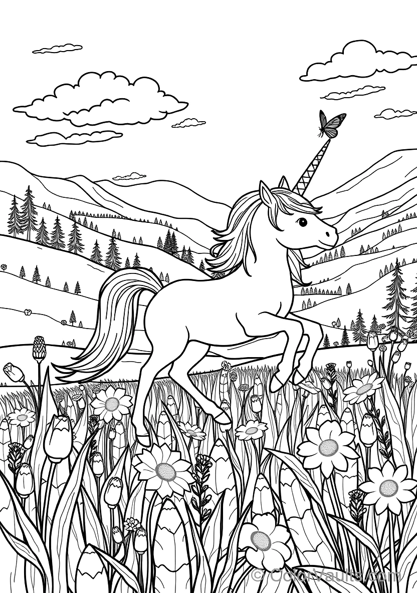 Playful Unicorn Foal Prancing Through Rainbow (Scene 13)
