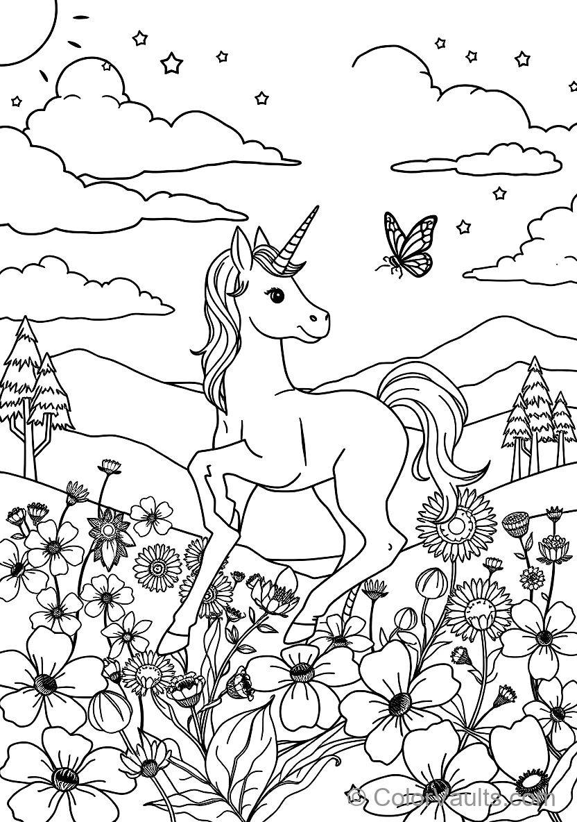 Playful Unicorn Foal Prancing Through Rainbow (Scene 15)