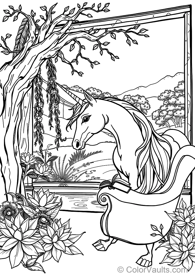 Majestic Unicorn with Spiraled Horn and Flowing Mane (Scene 5)