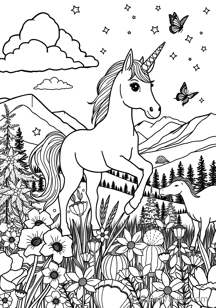 Playful Unicorn Foal Prancing Through Rainbow (Scene 19)