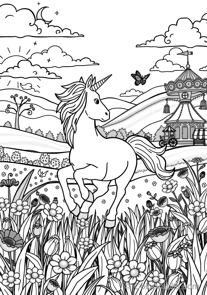 Playful Unicorn Foal Prancing Through Rainbow (Scene 21)