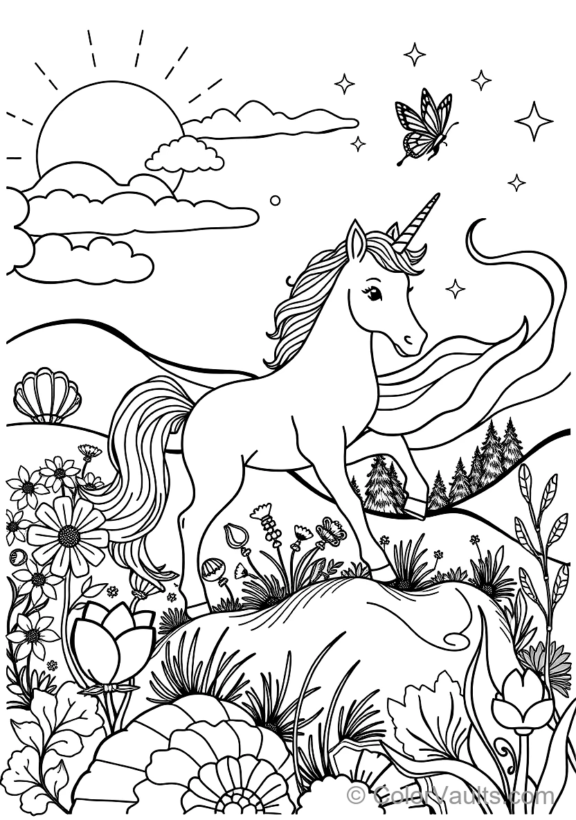 Playful Unicorn Foal Prancing Through Rainbow (Scene 23)