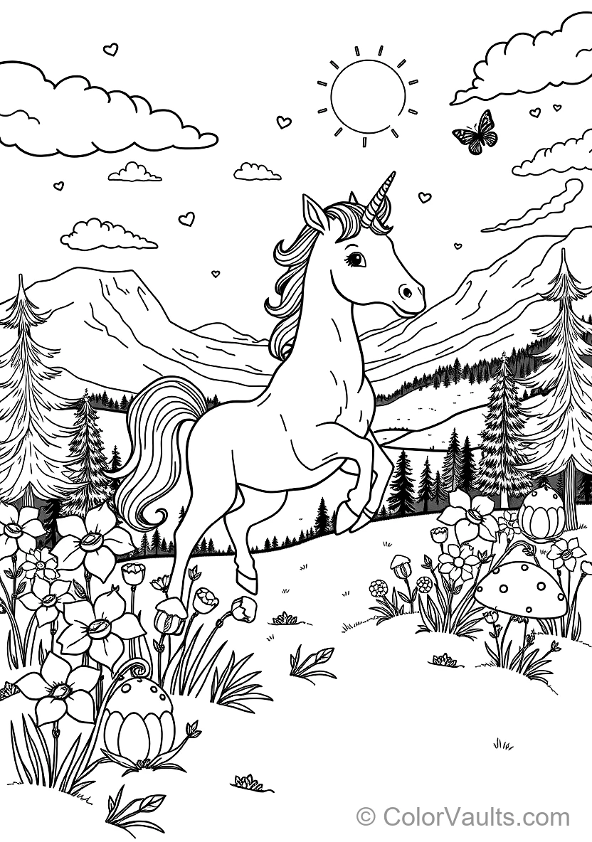 Playful Unicorn Foal Prancing Through Rainbow (Scene 29)