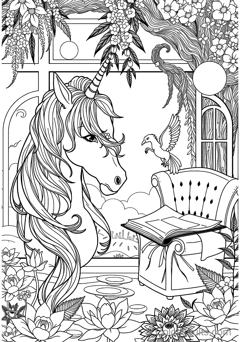 Majestic Unicorn mit Spiraled Horn und Flowing Mane (Scene 15)