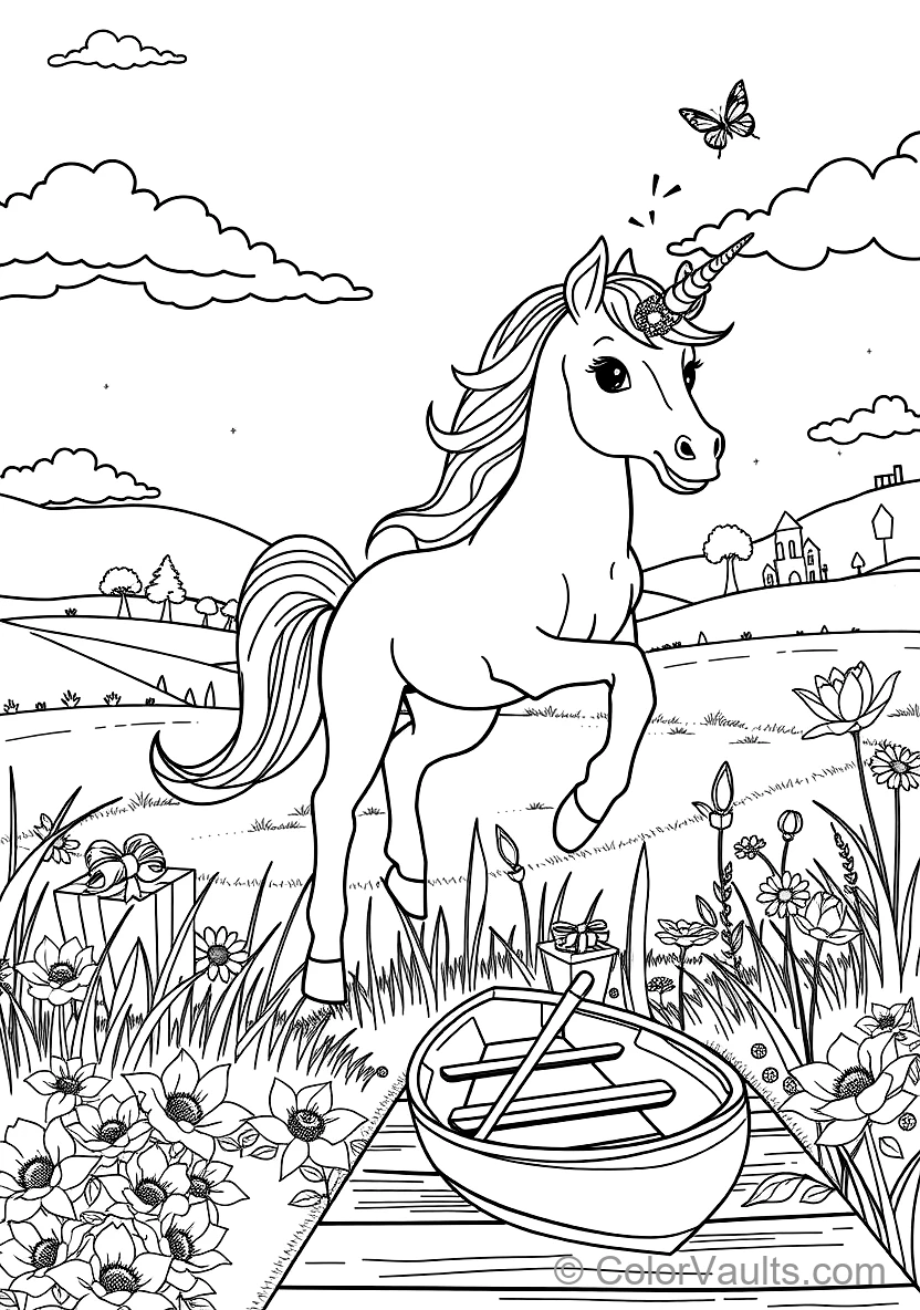 Playful Unicorn Foal Prancing Through Rainbow (Scene 31)