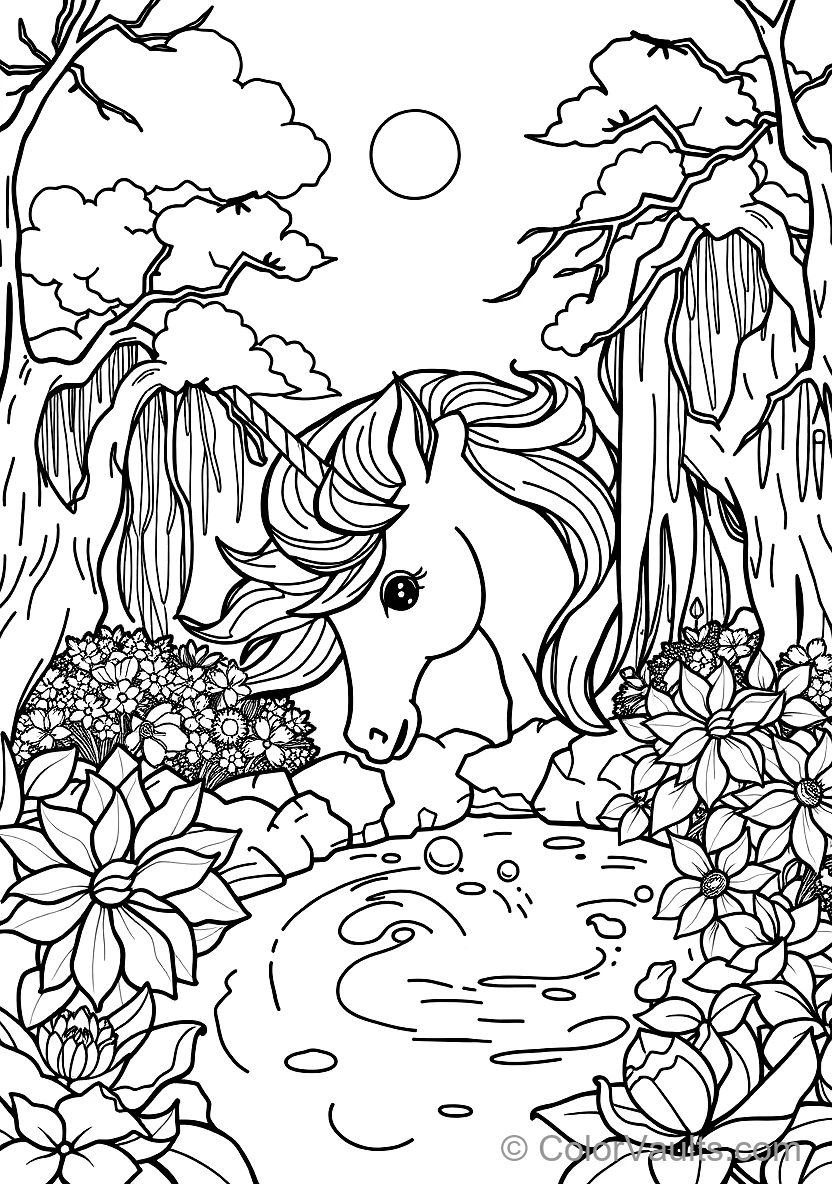 Majestic Unicorn mit Spiraled Horn und Flowing Mane (Scene 17)
