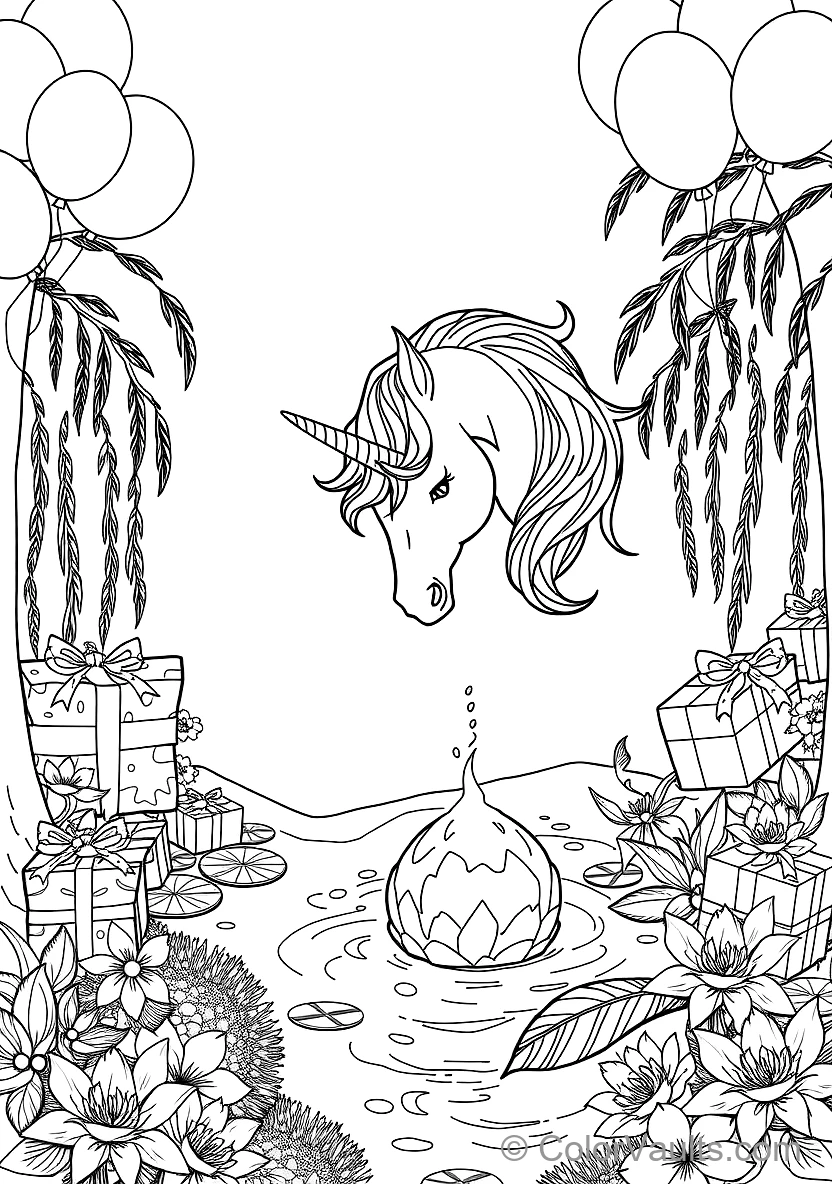 Majestic Unicorn with Spiraled Horn and Flowing Mane (Scene 19)