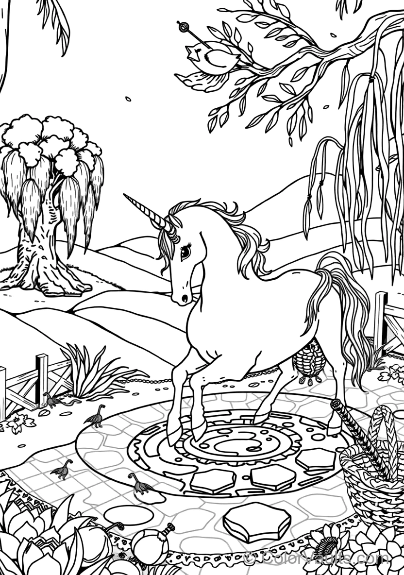Majestic Unicorn with Spiraled Horn and Flowing Mane (Scene 35)