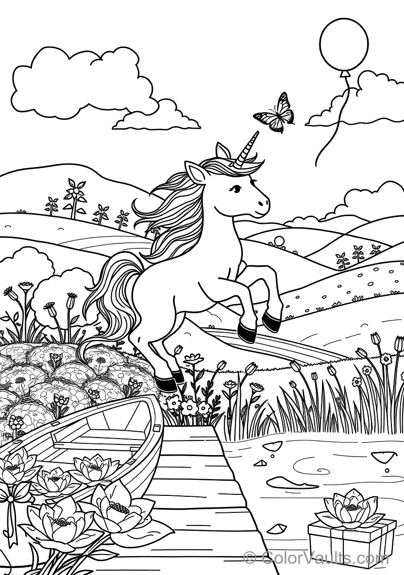 Playful Unicorn Foal Prancing Through Rainbow (Scene 41)