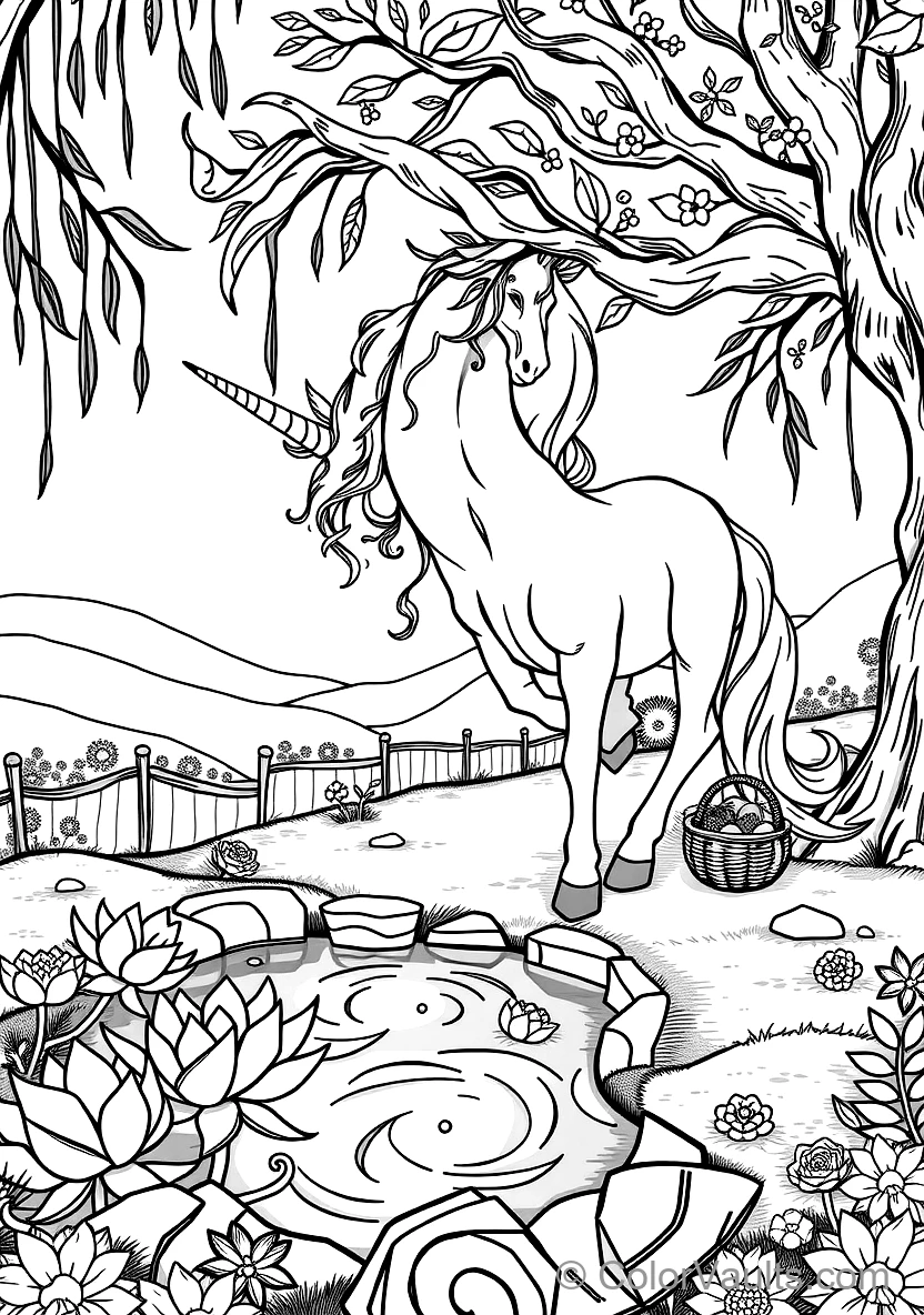 Majestic Unicorn with Spiraled Horn and Flowing Mane (Scene 43)