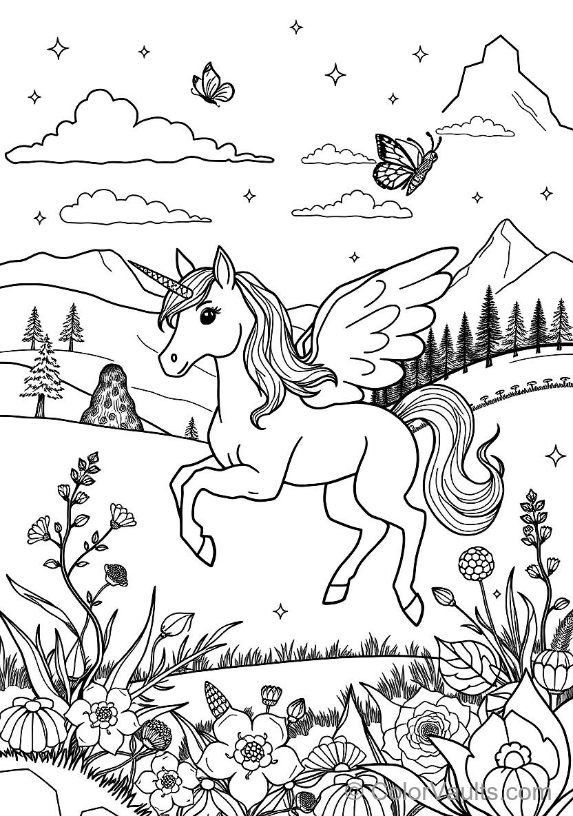 Playful Unicorn Foal Prancing Through Rainbow (Scene 51)