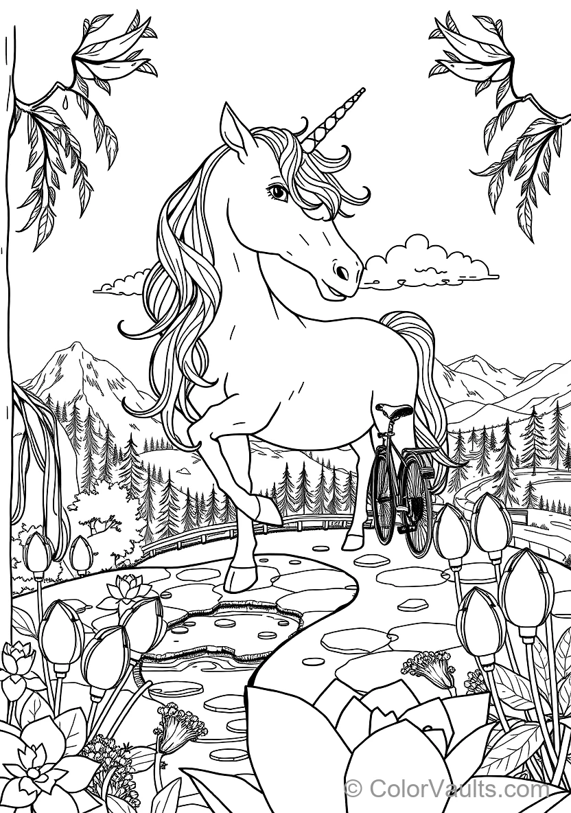 Majestic Unicorn with Spiraled Horn and Flowing Mane (Scene 45)