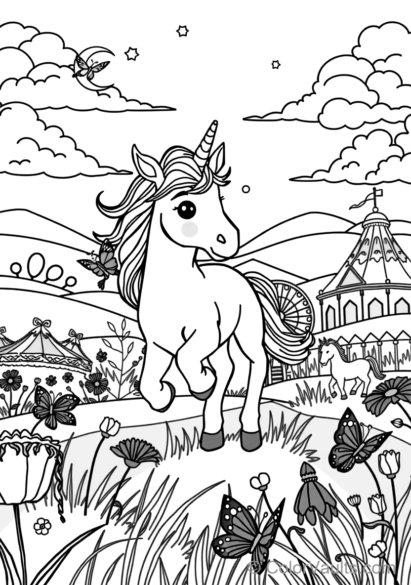 Playful Unicorn Foal Prancing Through Rainbow (Scene 57)