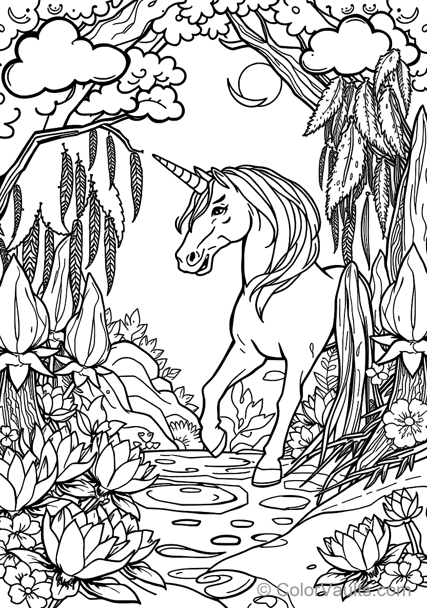 Majestic Unicorn mit Spiraled Horn und Flowing Mane (Scene 49)
