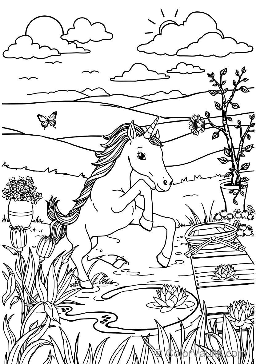 Playful Unicorn Foal Prancing Through Rainbow (Scene 59)