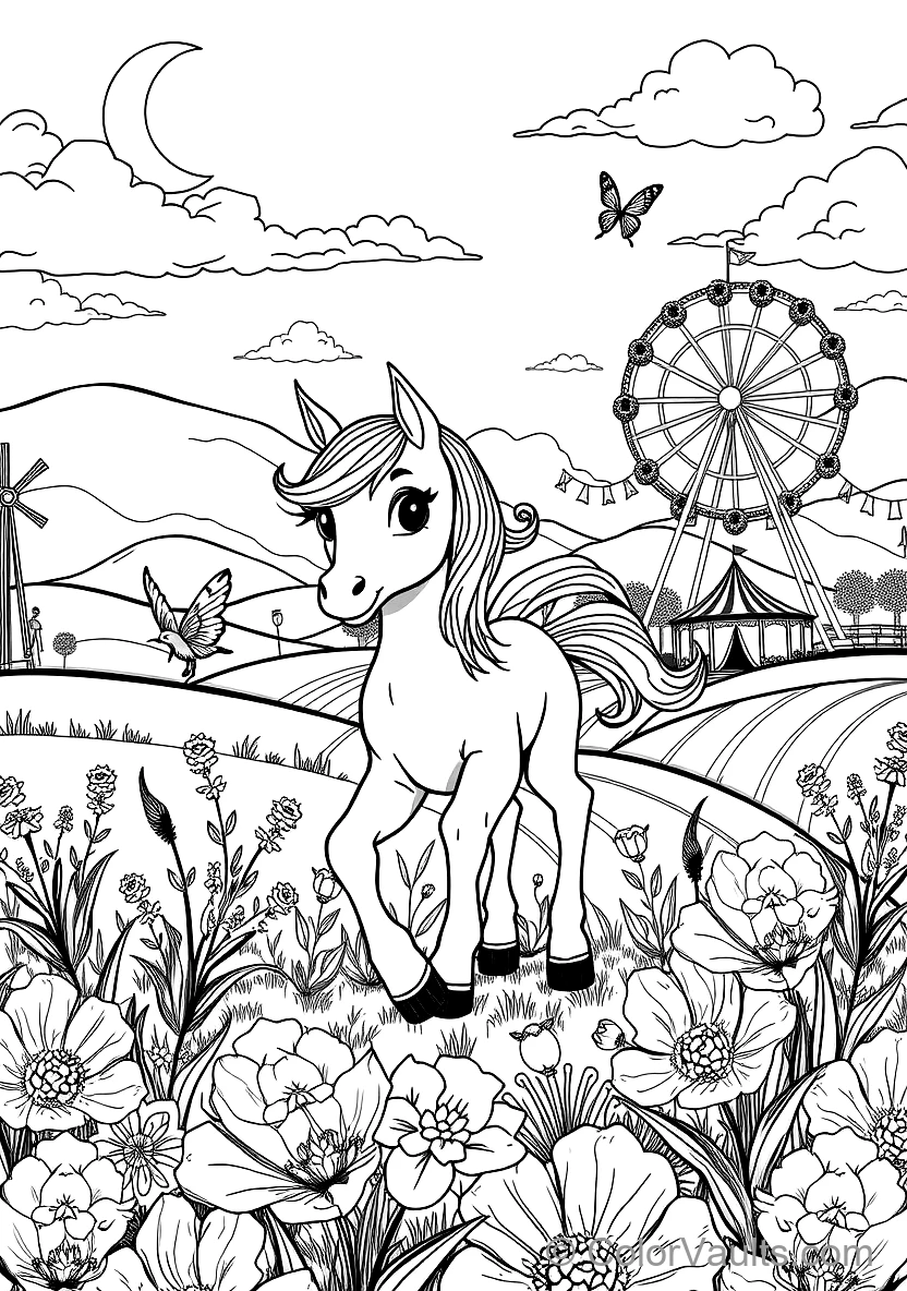Playful Unicorn Foal Prancing Through Rainbow (Scene 61)