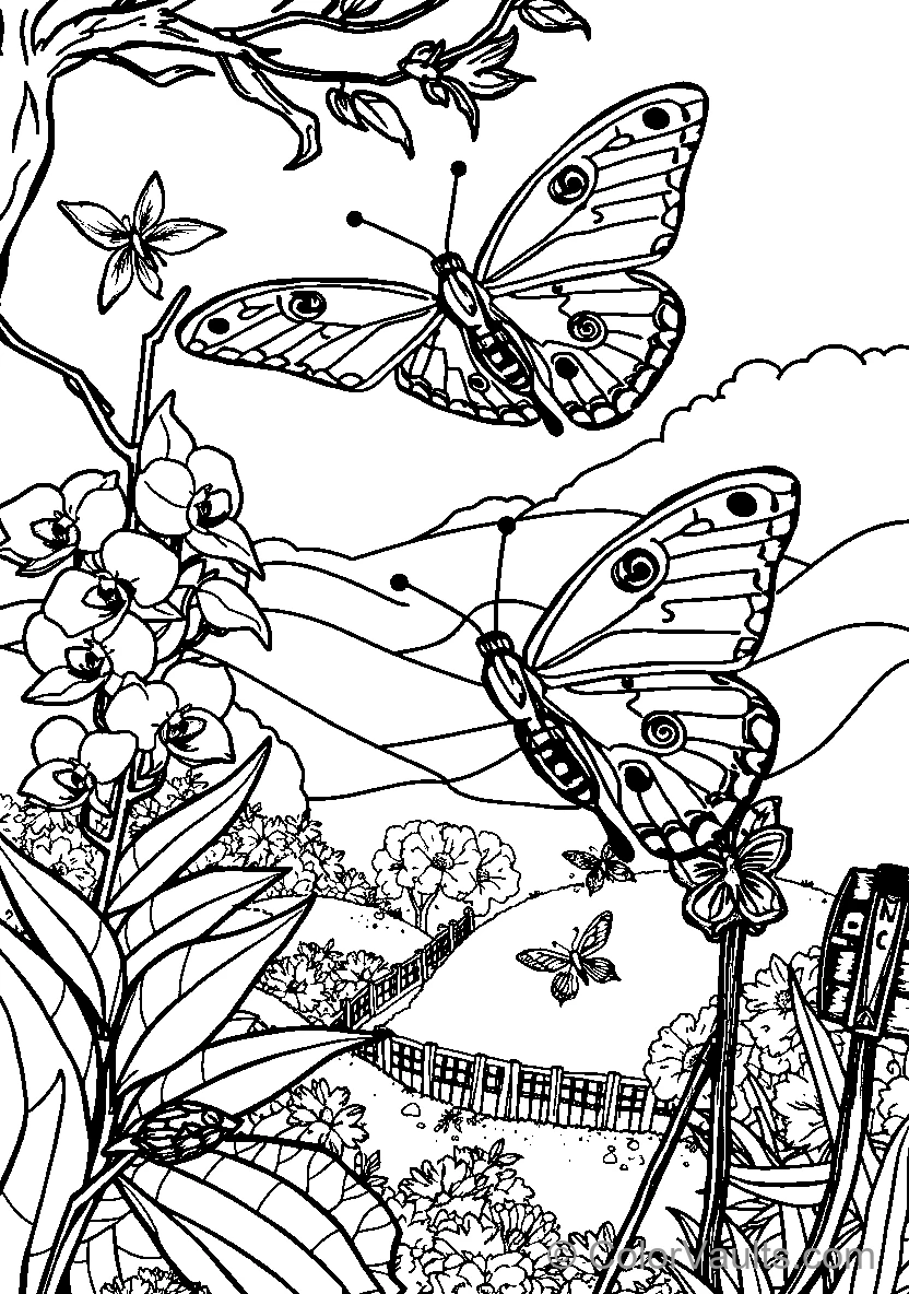Butterflies In A Garden