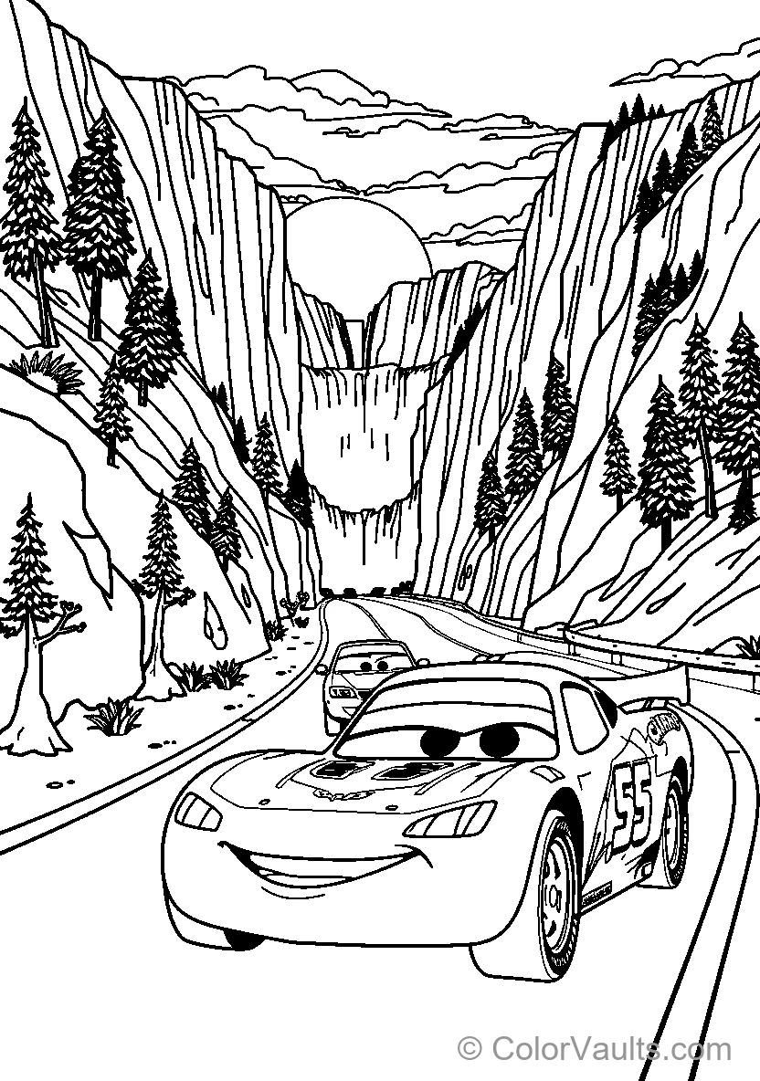 Lightning Mcqueen On A Mountain Road (Scene 3)