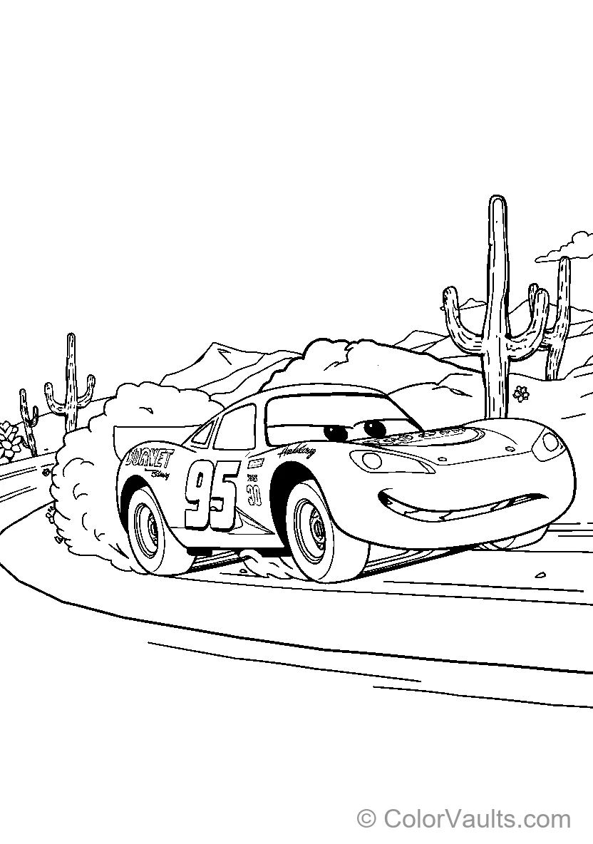 Lightning Mcqueen Racing On A Desert Track