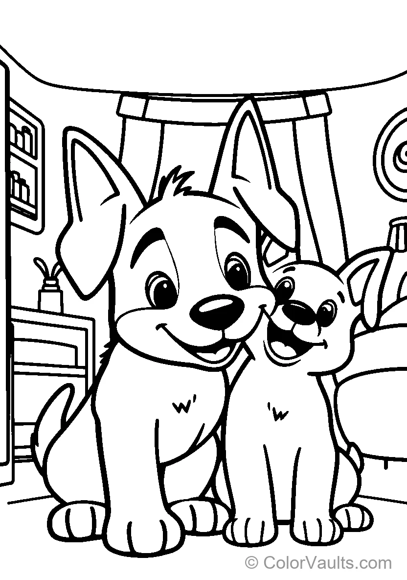 Two Dogs Sitting Together