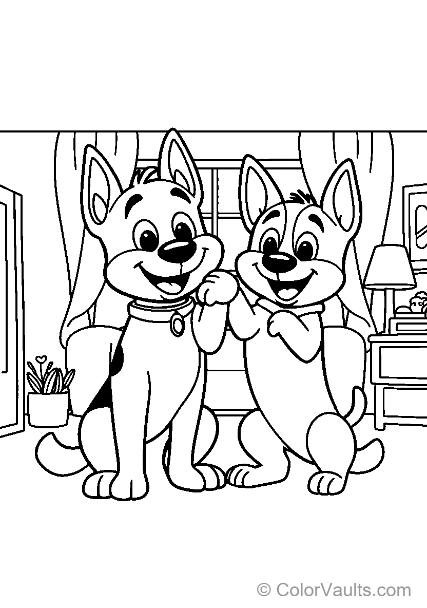 Two Happy Cartoon Dogs