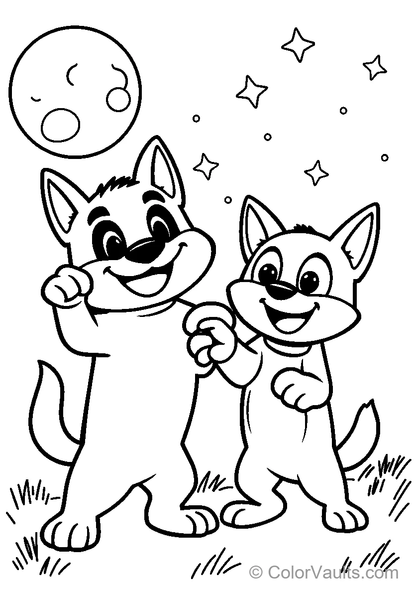 Two Joyeux Cartoon Dogs (Scene 2)