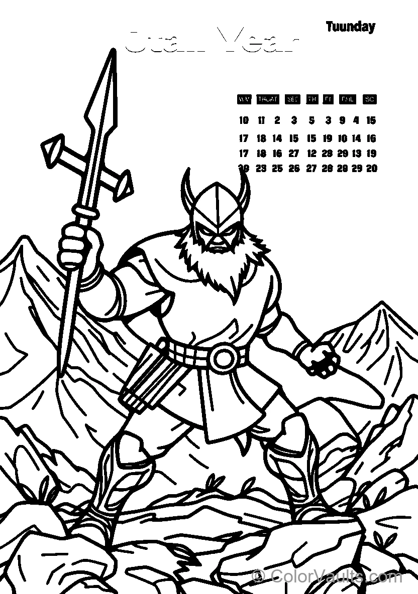 Viking Warrior On Mountains Or Mountain Climbing Viking - Coloriage Gratuit à Imprimer | ColorVaults