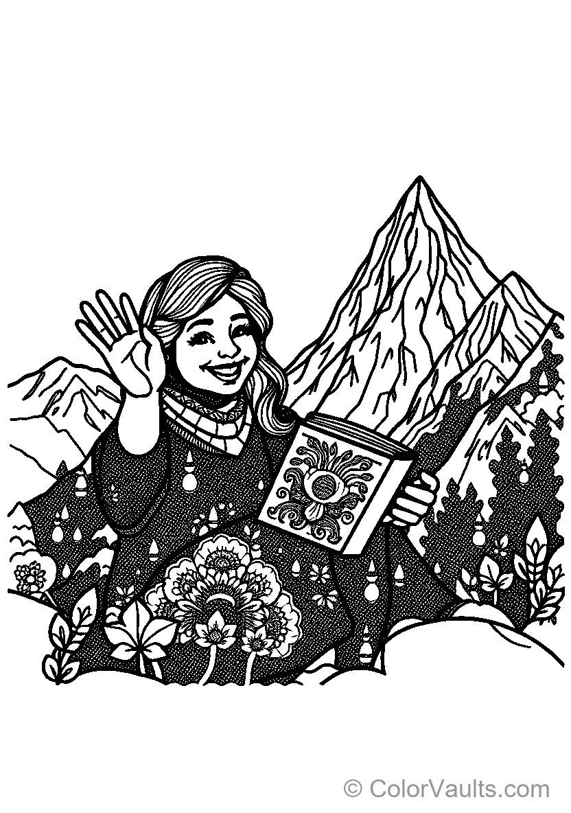 Woman With Book And Flowers Waves