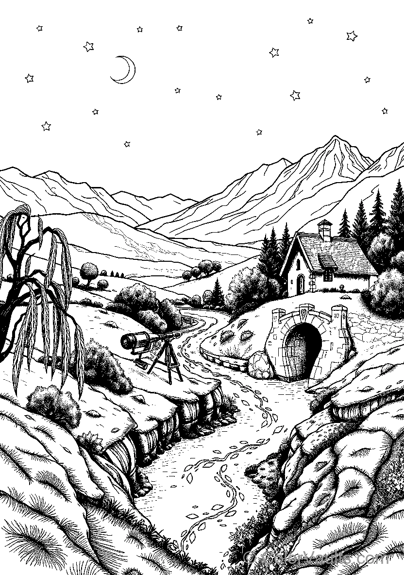 World Landscapes & Mountains coloring page 2