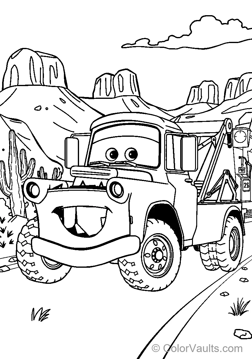 A Cheerful Tow Truck In The Desert
