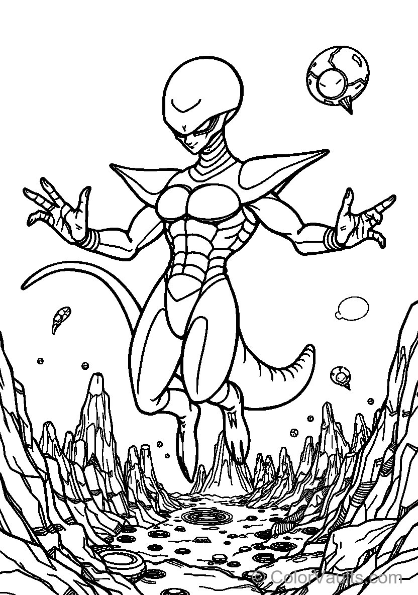 Alien Floating Above Rocky Terrain