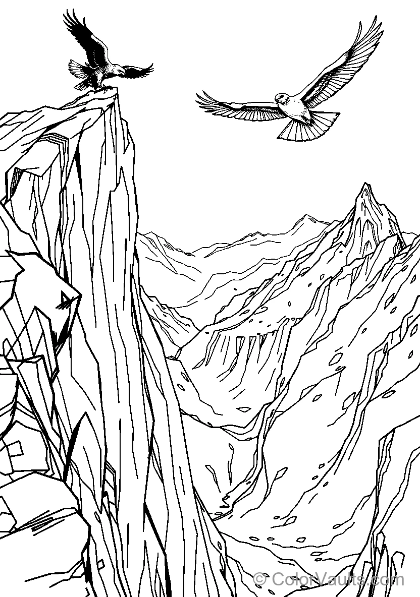 Birds Soaring Over Mountains