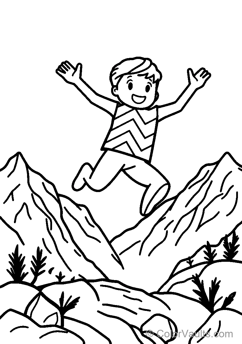 Boy Jumping Over Mountains