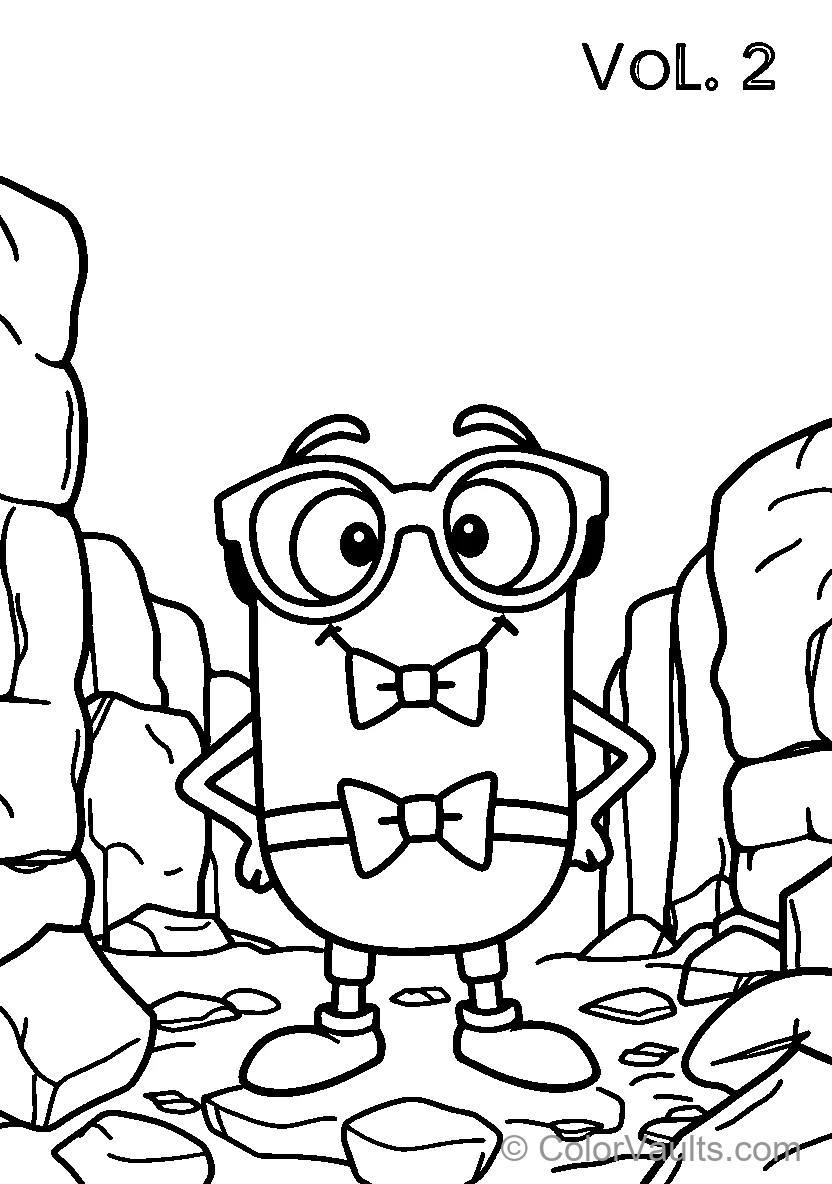 Cartoon Character In Rocky Landscape
