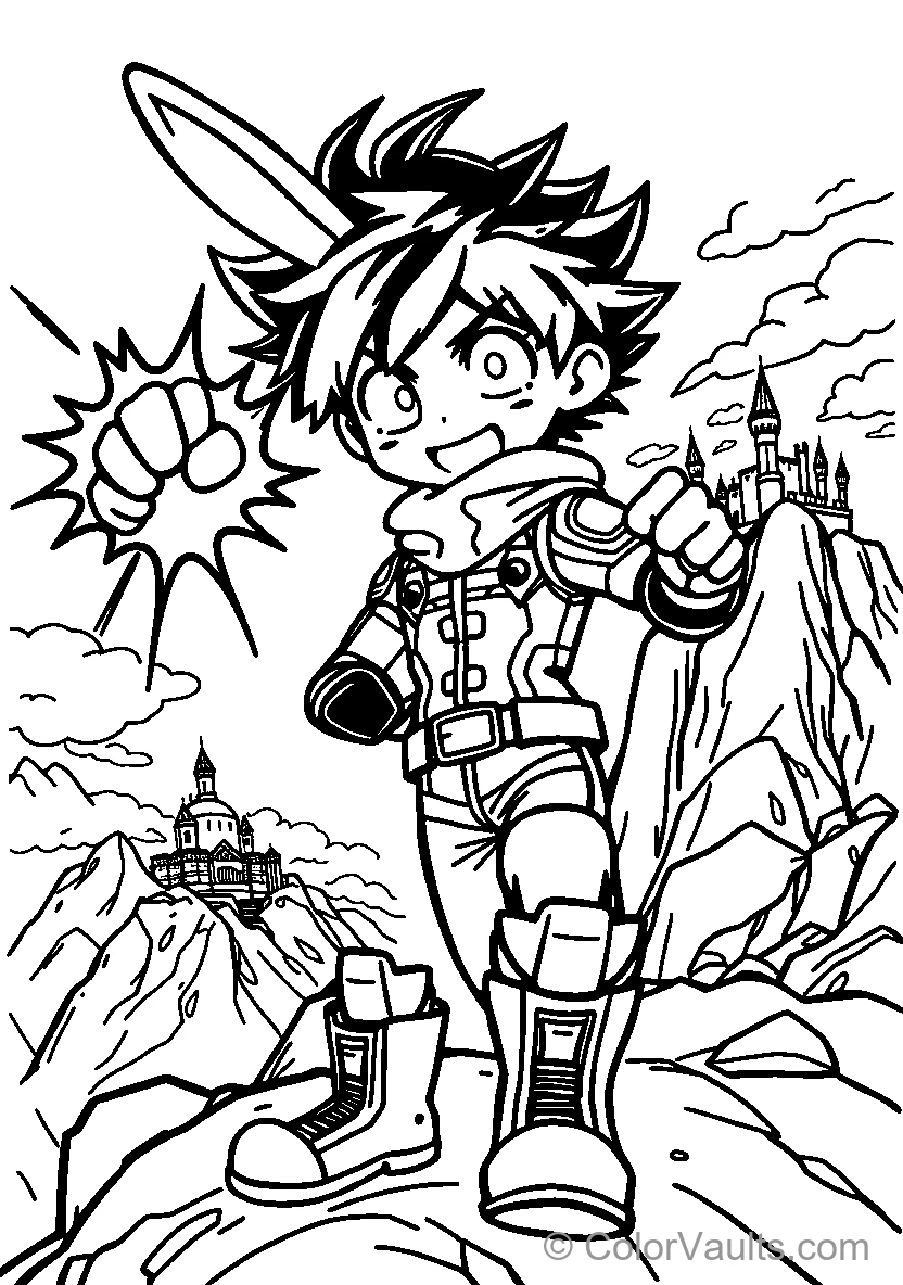 Character On Mountain Top With Castle In Background