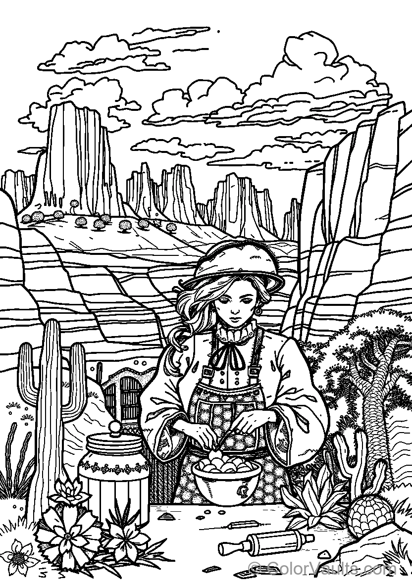 Desert Woman Preparing Food