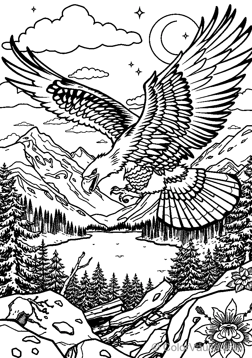 Eagle Soaring Over Mountains (Scene 2)